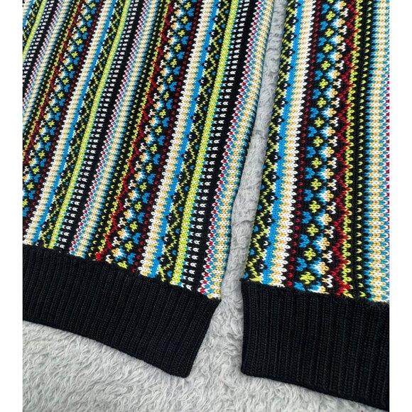 Skedouche The Kosby Mens L Colorful Preppy 90s V-Neck Striped Sweater Wool Blend - Picture 5 of 11